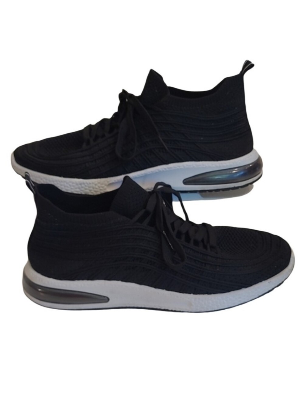 Danskin Stretch Knit Athletic Sneaker Vegan Low Top Lace Up Air Cushion Heel